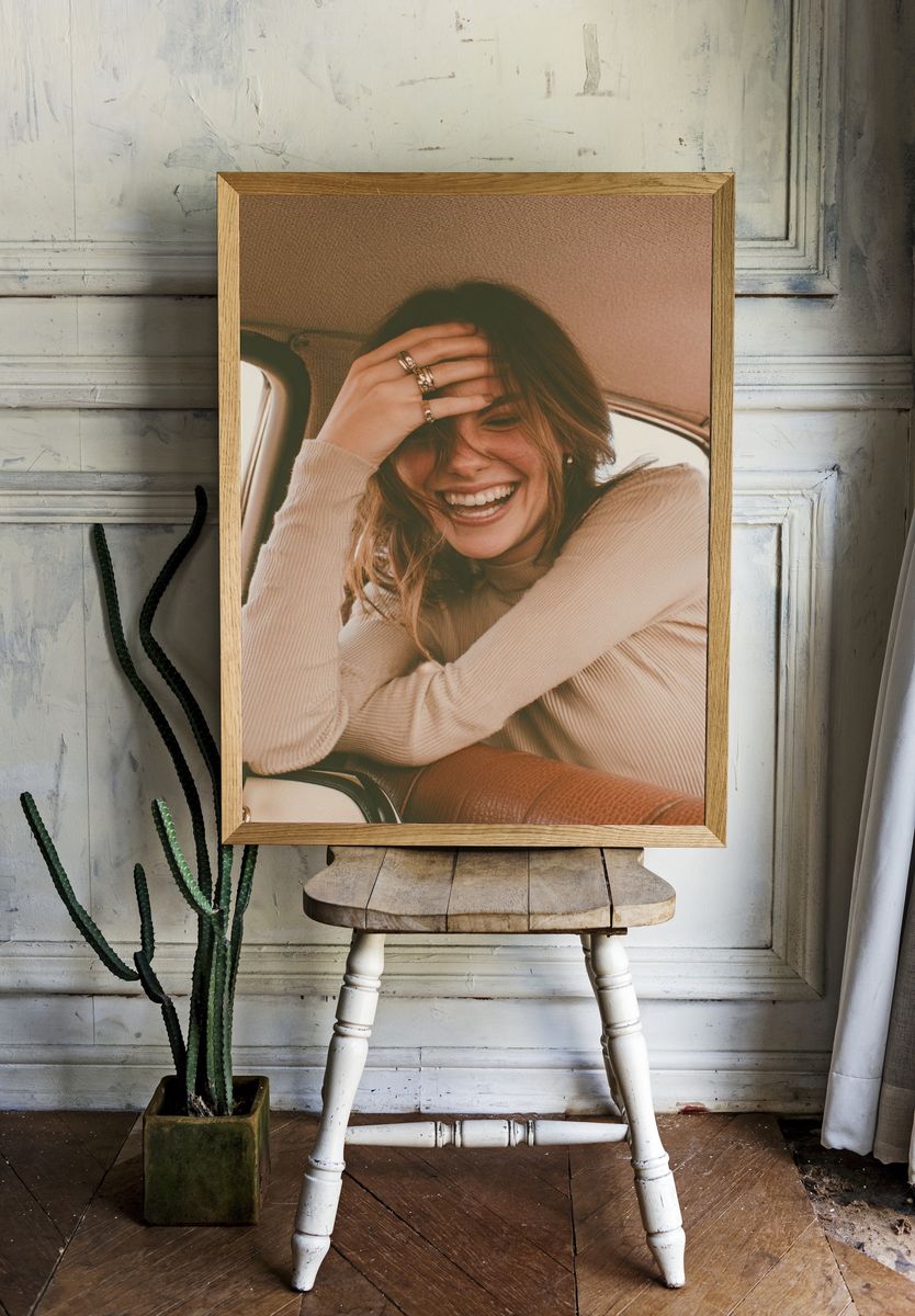 Smiling Woman in Car Photography Poster. — room view 1