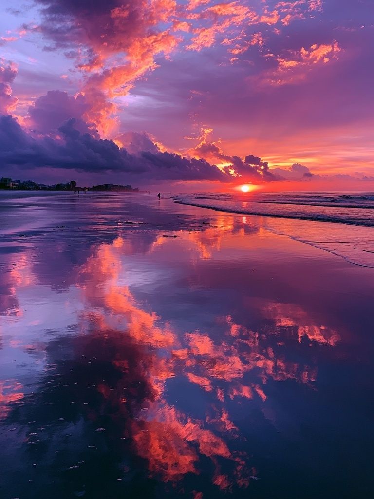 Violet Beach Sunset Photography Poster. poster detail