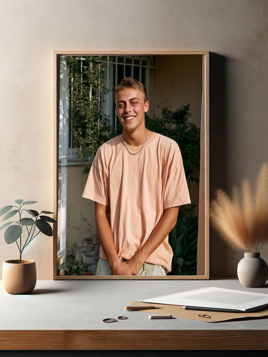 Smiling Young Man Portrait Print. — room view 2