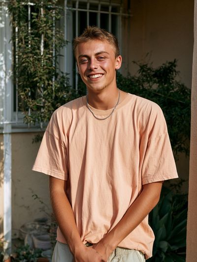 Smiling Young Man Portrait Print. poster