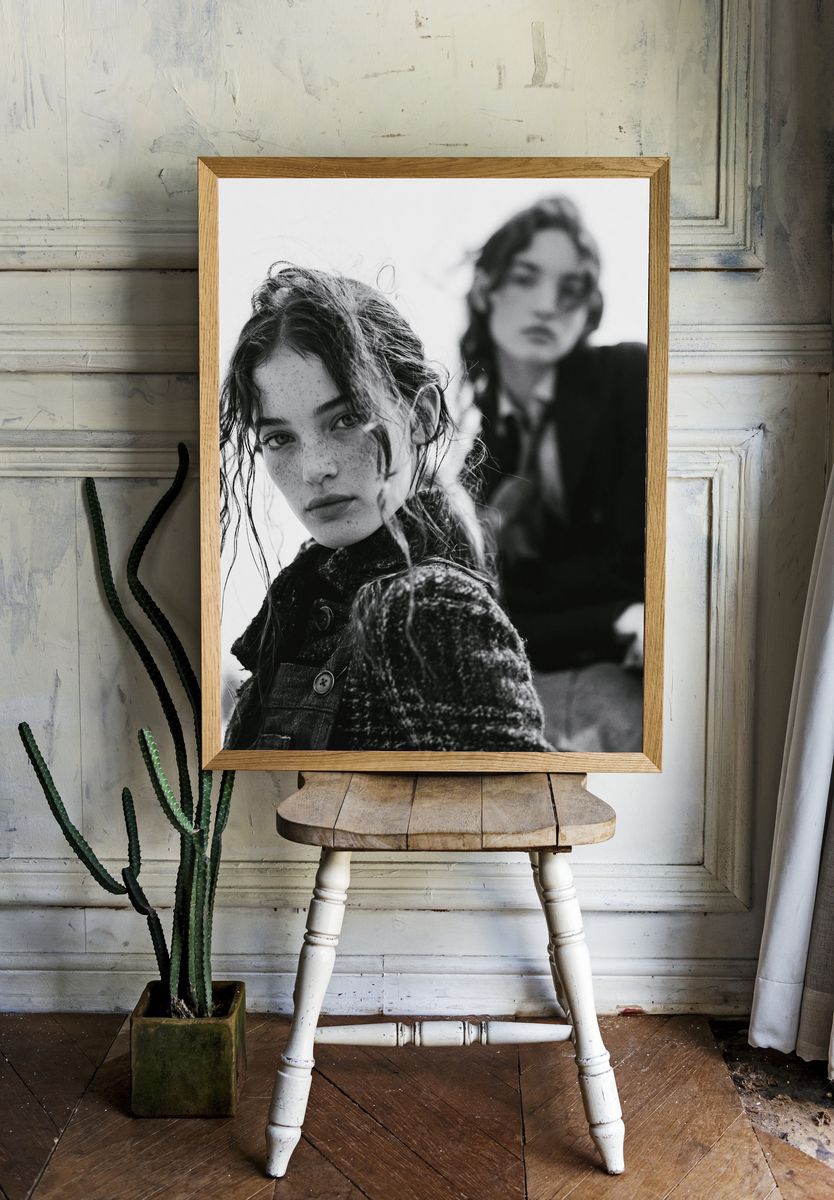 Moody Black and White Portrait Poster. — room view 1