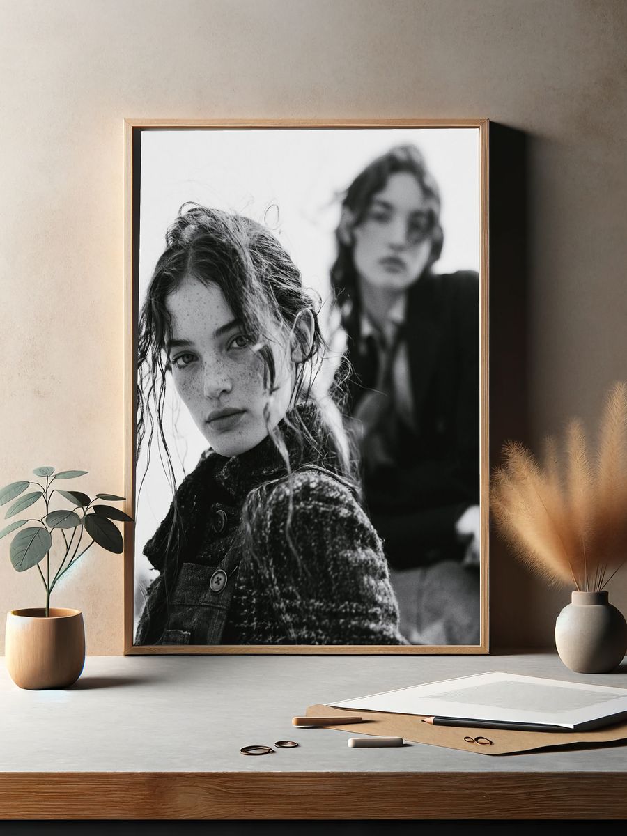 Moody Black and White Portrait Poster. — room view 2