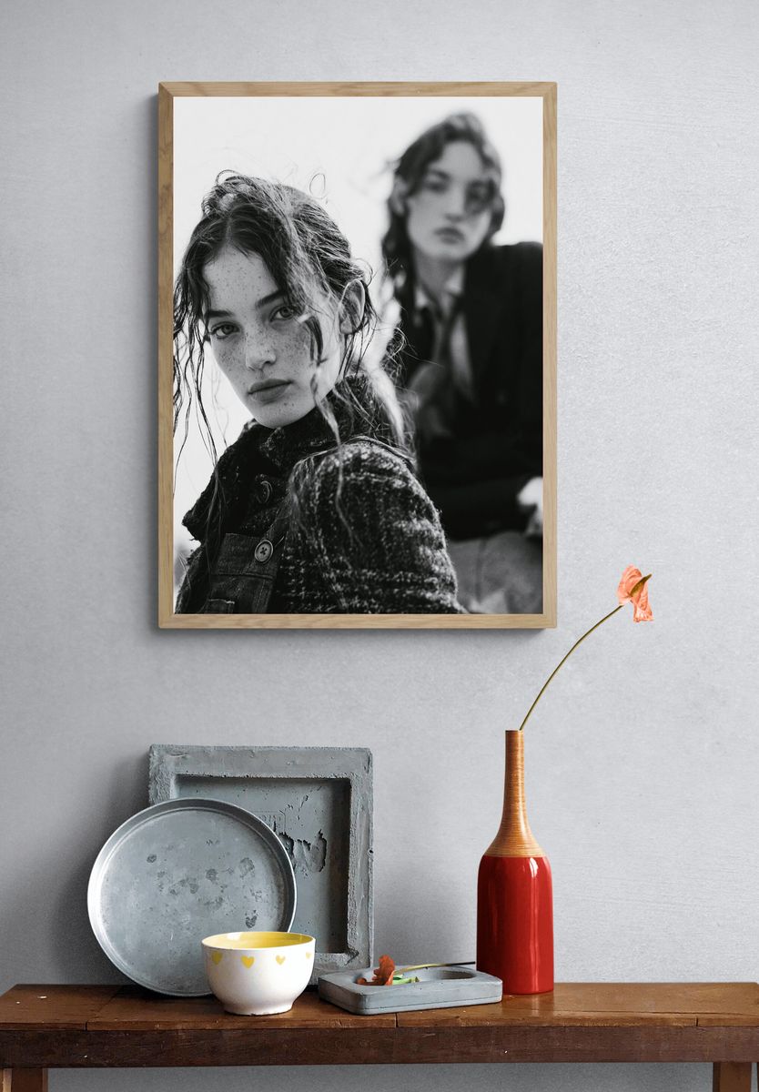 Moody Black and White Portrait Poster. — room view 3