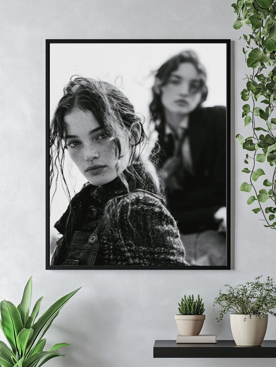 Moody Black and White Portrait Poster. — room view 4