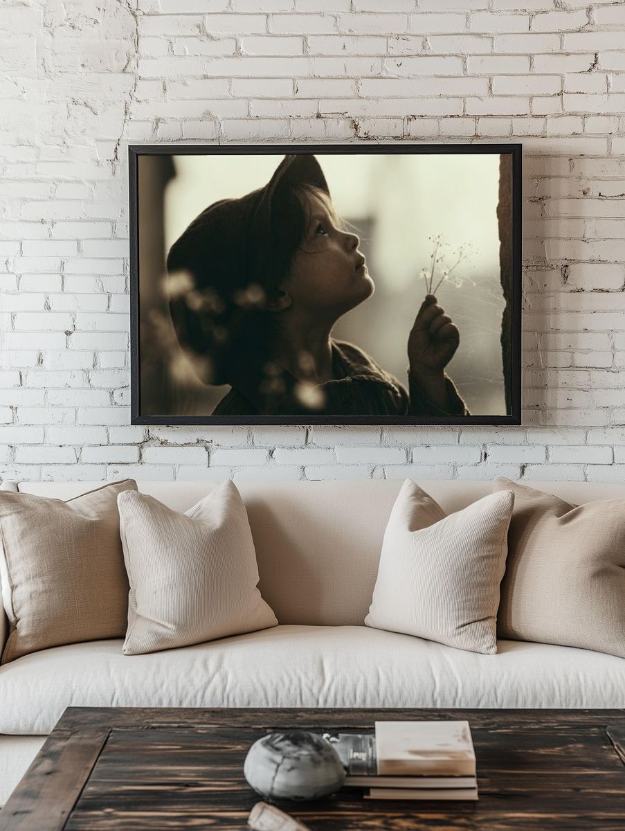 Child with Dandelion Photography Poster. room preview