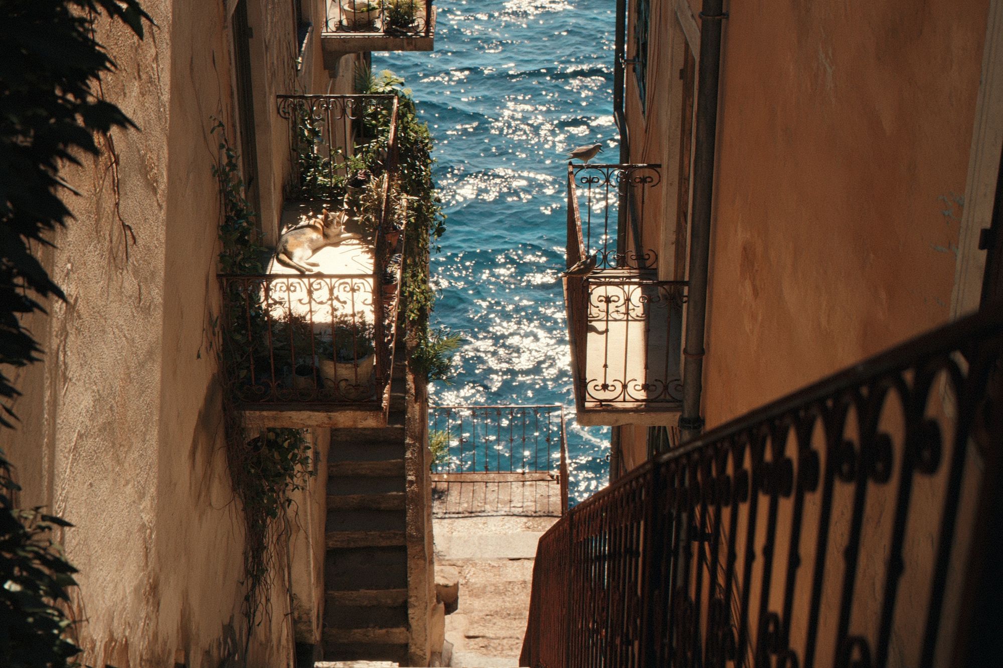 Seaside Alley View Photography Poster. poster detail