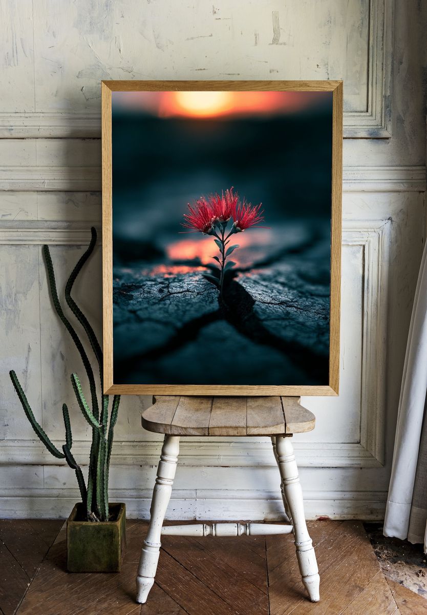 Resilient Bloom Photography Poster. — room view 1