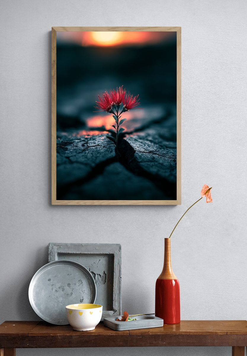 Resilient Bloom Photography Poster. — room view 3