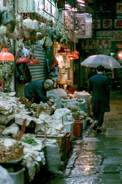 Rainy Market Alley Photography Poster. poster