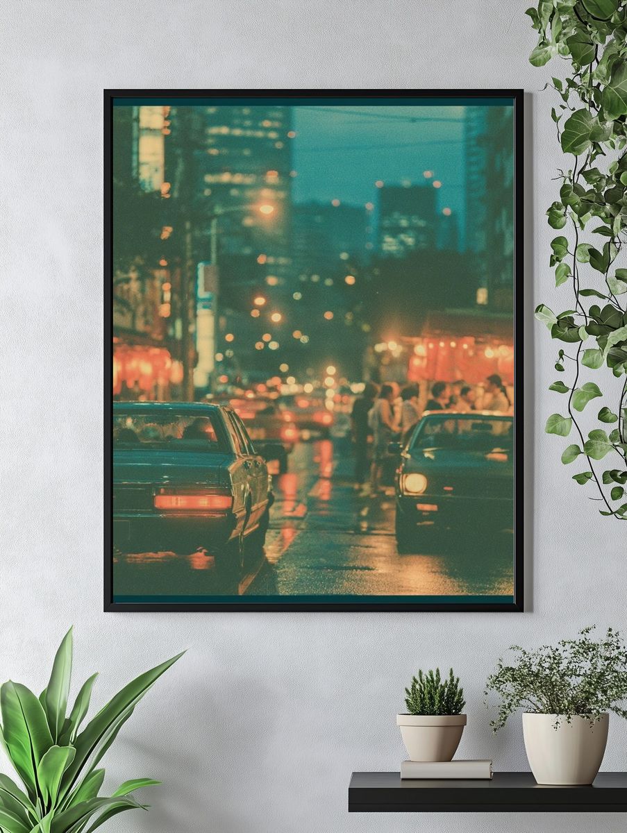 Neon City Night Street Photography Poster. — room view 4