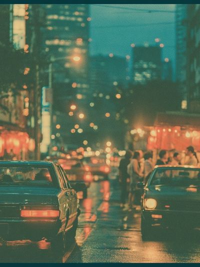 Neon City Night Street Photography Poster. poster