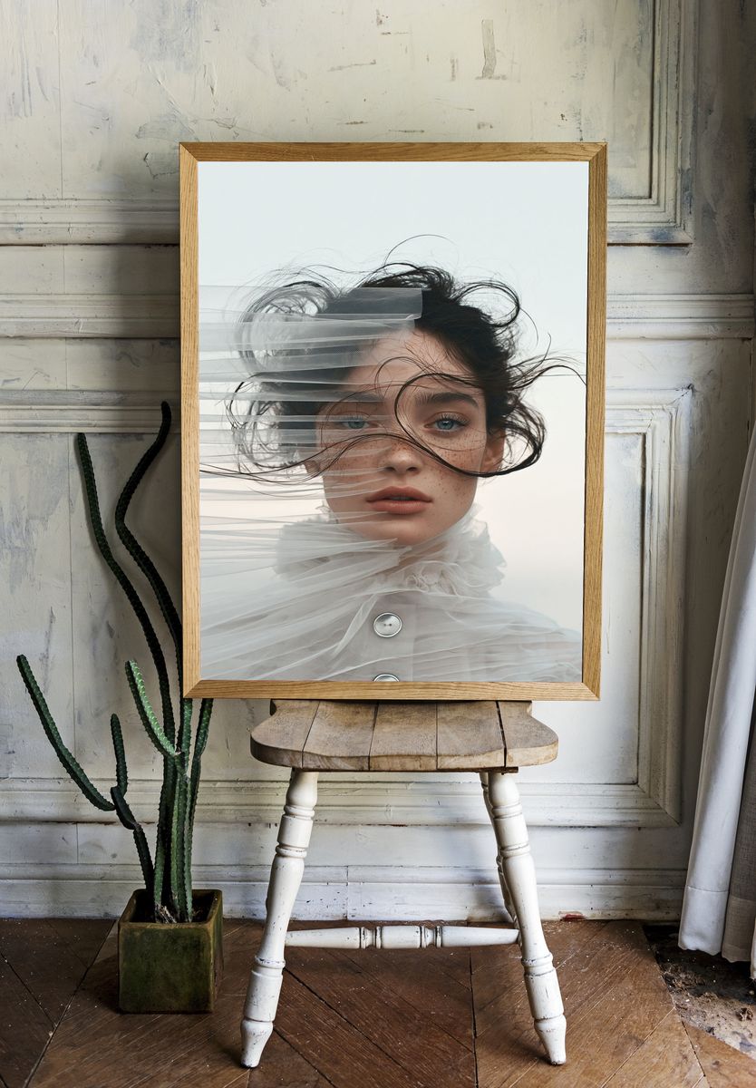 Freckled Portrait Photography Poster. — room view 1