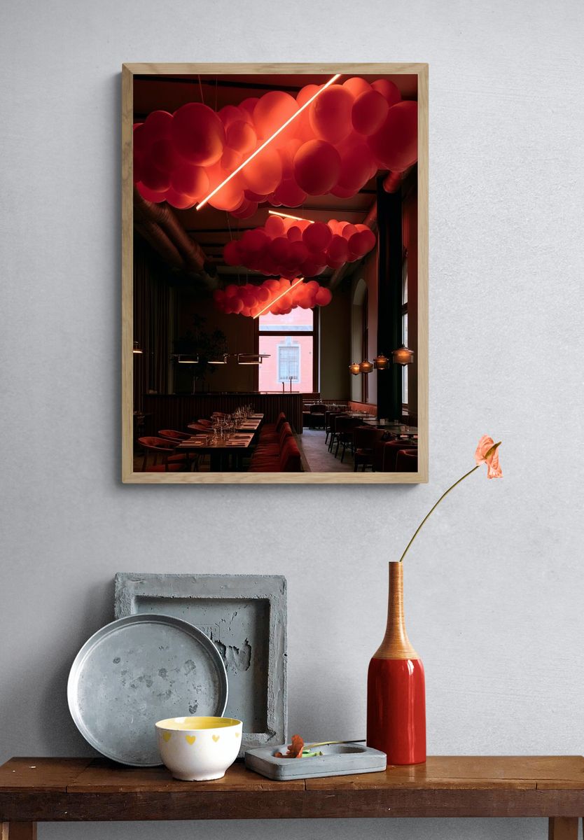 Neon Balloon Ceiling Interior Poster. — room view 3