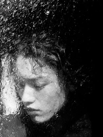 Rainy Portrait Black-White Print.