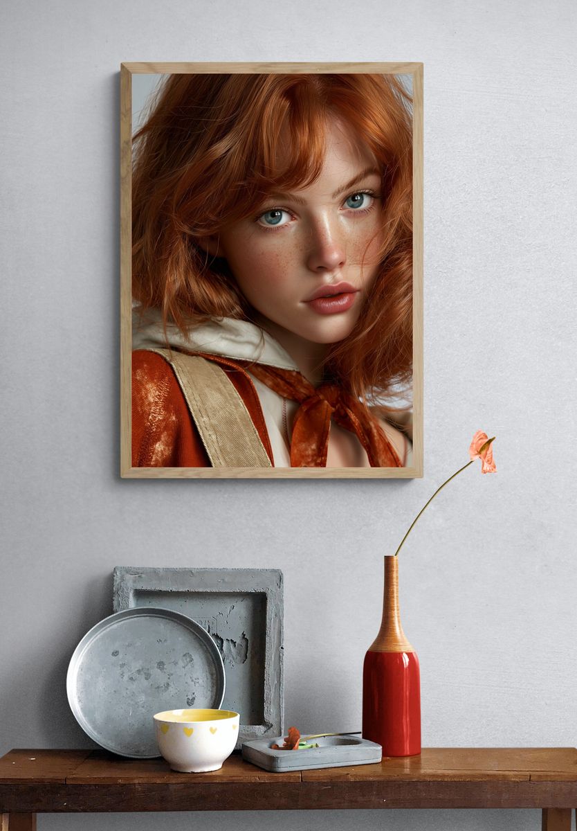 Red-Haired Portrait Photography Poster. — room view 3