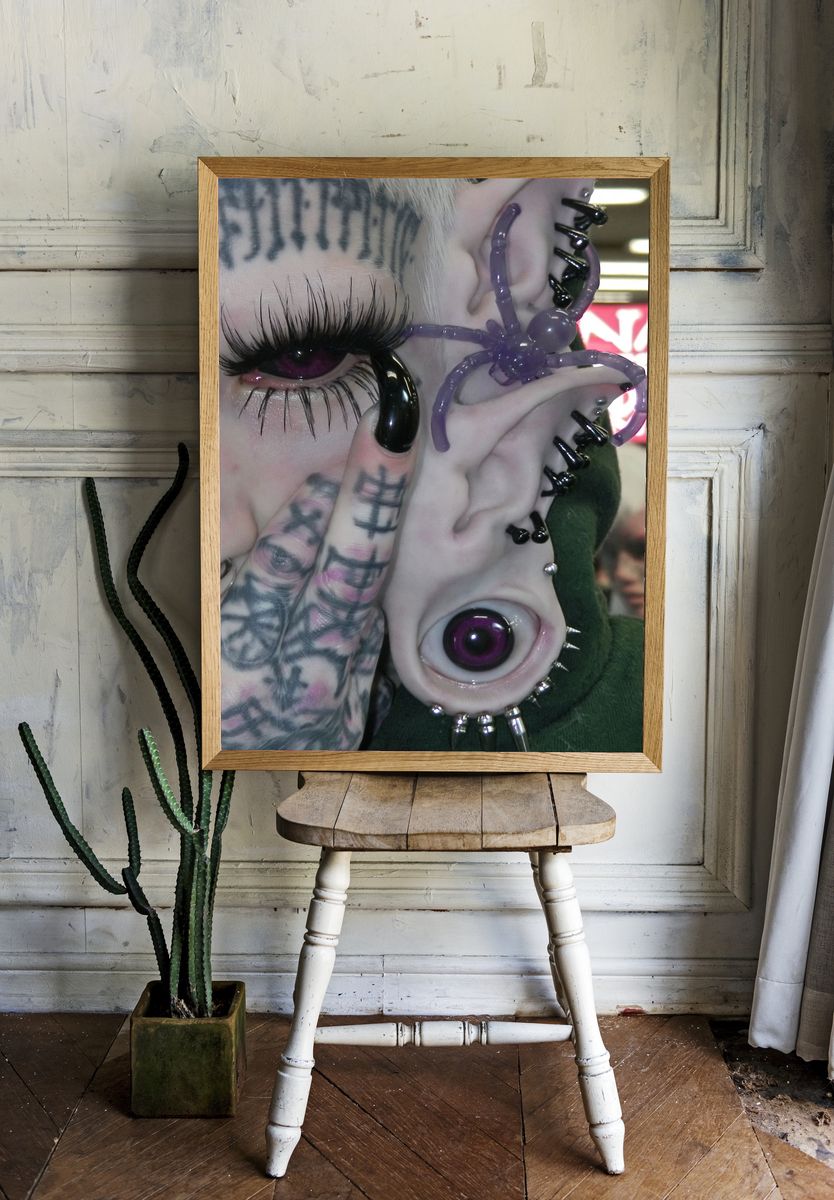Gothic Cyberpunk Portrait Print. — room view 1