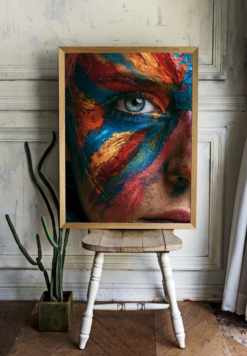 Painted Face Portrait Print. room preview