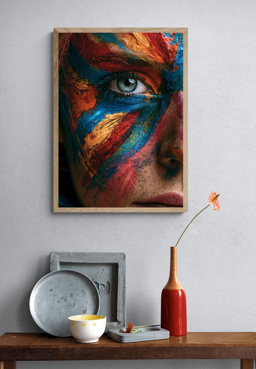 Painted Face Portrait Print. — room view 3