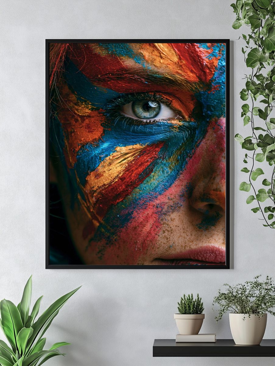 Painted Face Portrait Print. — room view 4