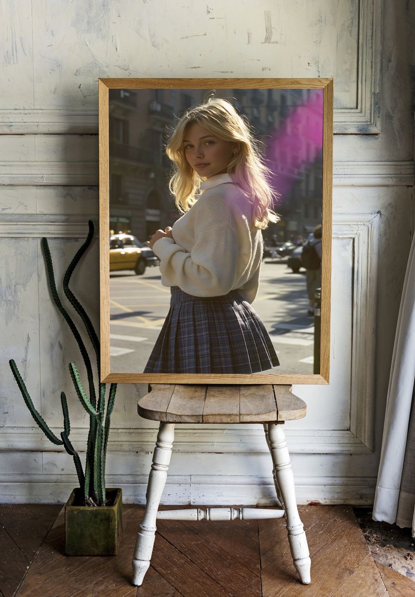 Blonde Street Portrait Photography Poster. room preview