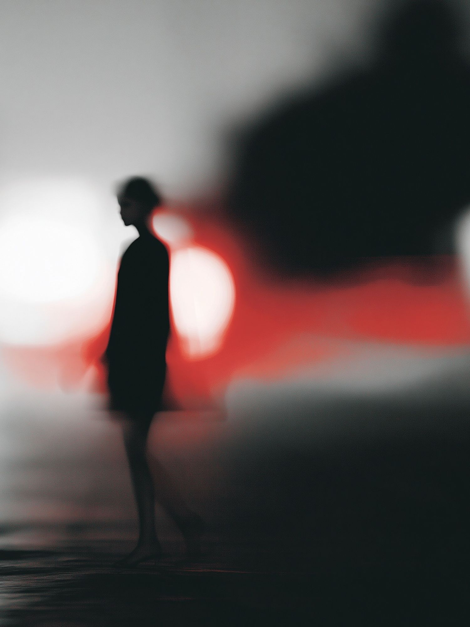 Blurred Figure in Red Light Poster. poster detail