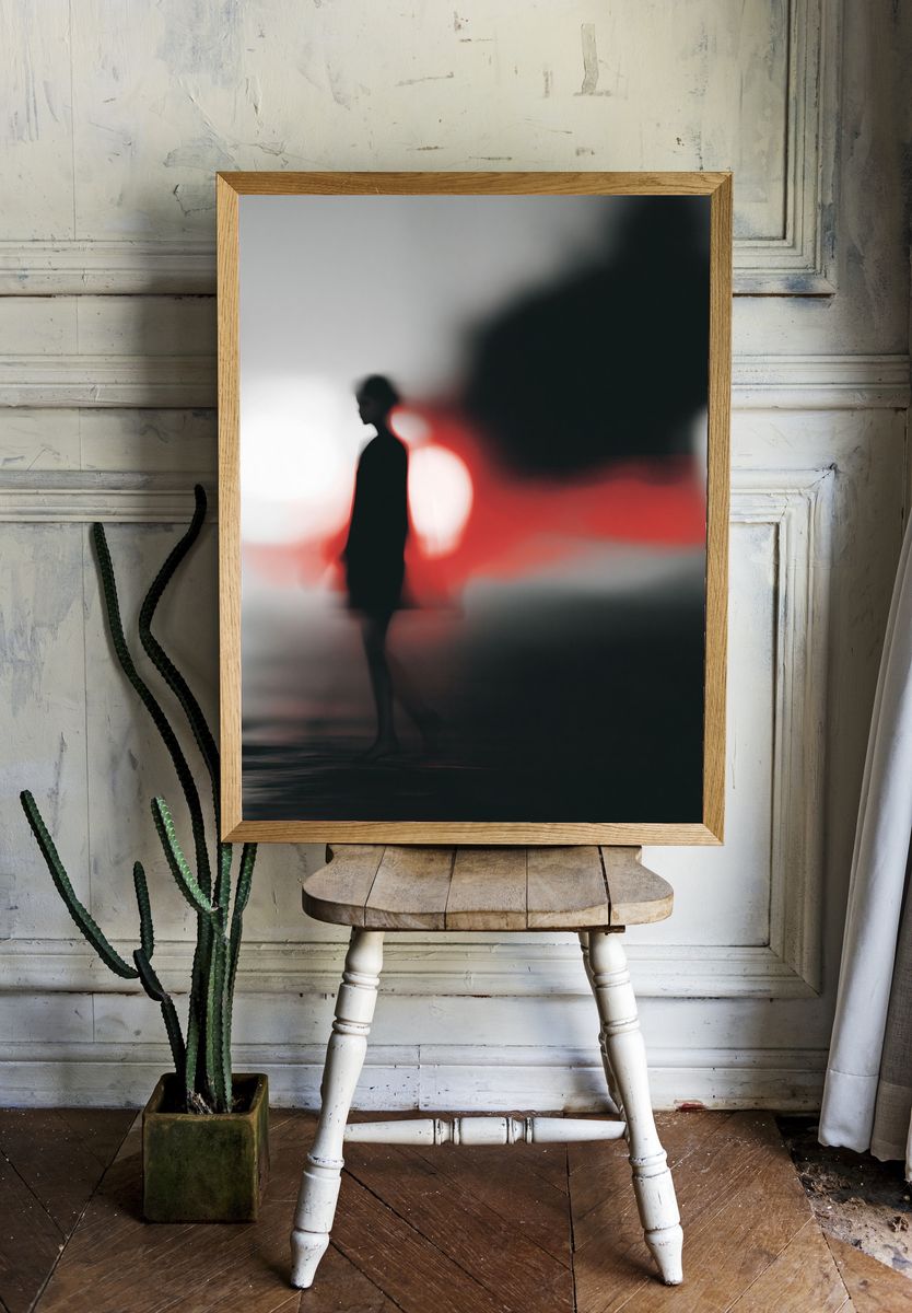 Blurred Figure in Red Light Poster. — room view 1