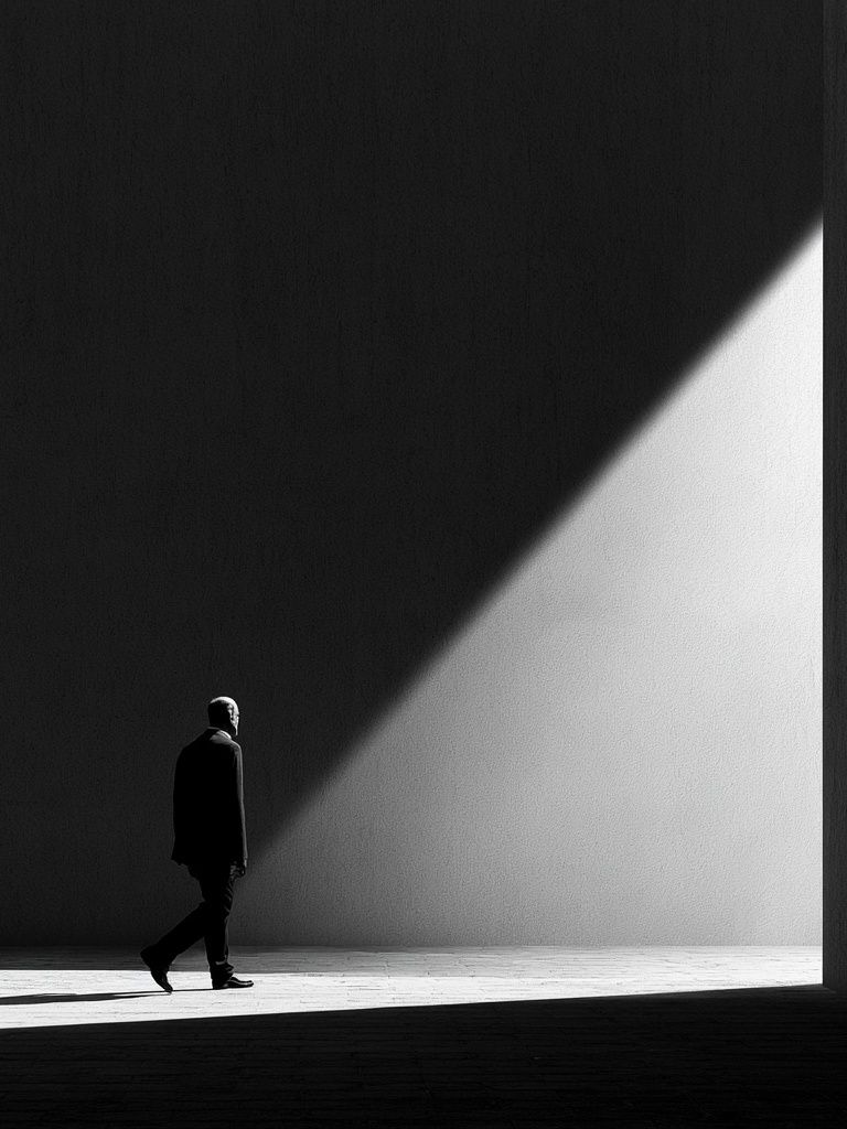 Solitary Figure in Light Poster. poster detail