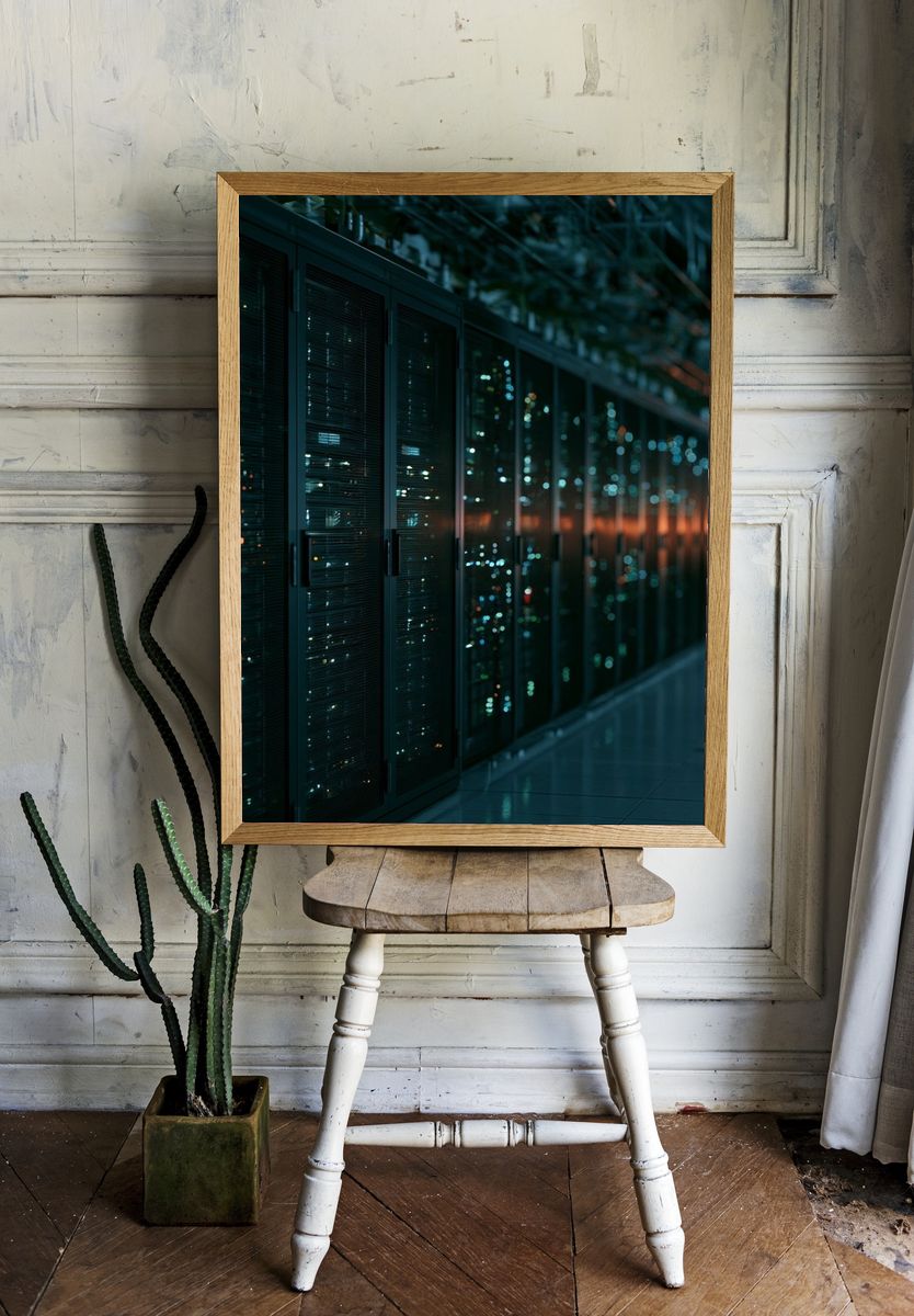 Data Center Corridor Photography Poster. room preview