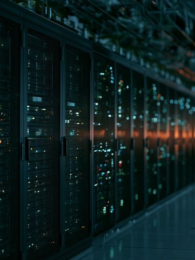 Data Center Corridor Photography Poster.