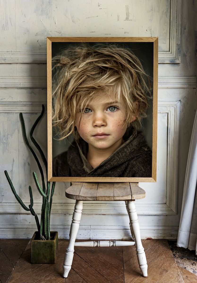 Freckled Child Portrait Poster. room preview