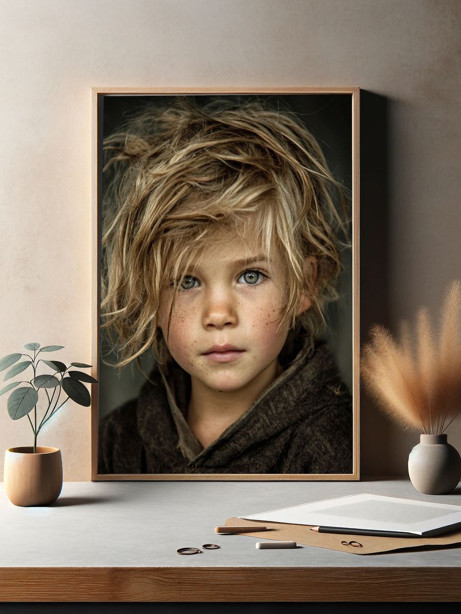 Freckled Child Portrait Poster. — room view 2