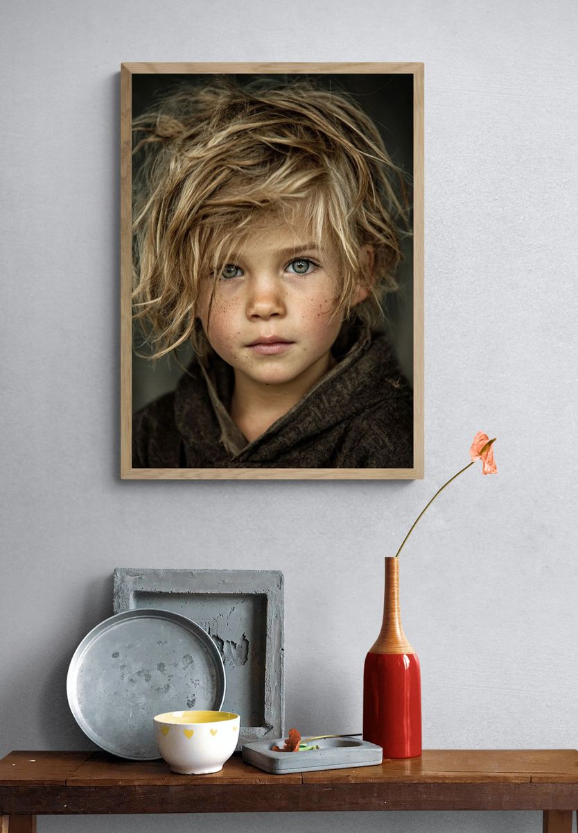 Freckled Child Portrait Poster. — room view 3
