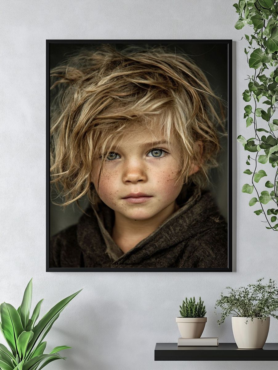 Freckled Child Portrait Poster. — room view 4