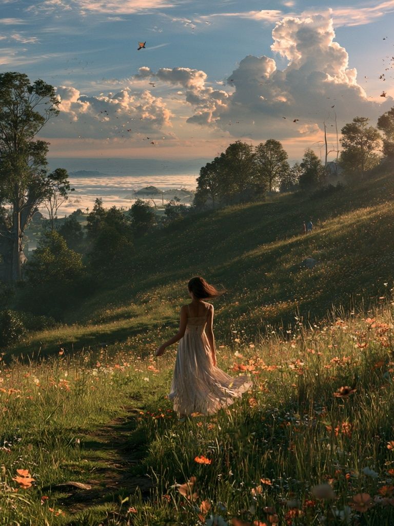 Sunlit Meadow Walk Photography Poster. poster — photography art