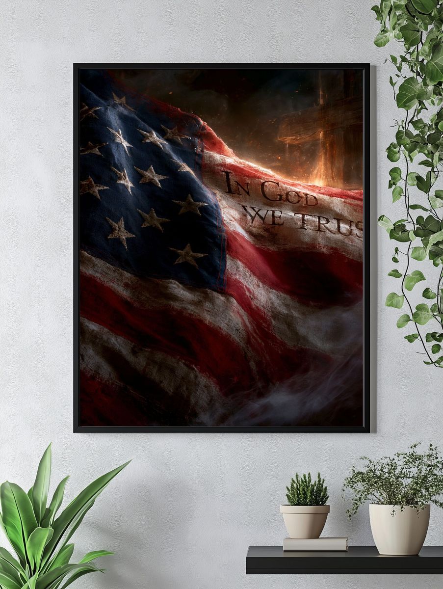 In God We Trust Flag Poster. — room view 4