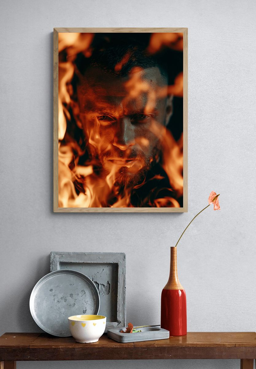 Fiery Portrait Photography Poster. — room view 3