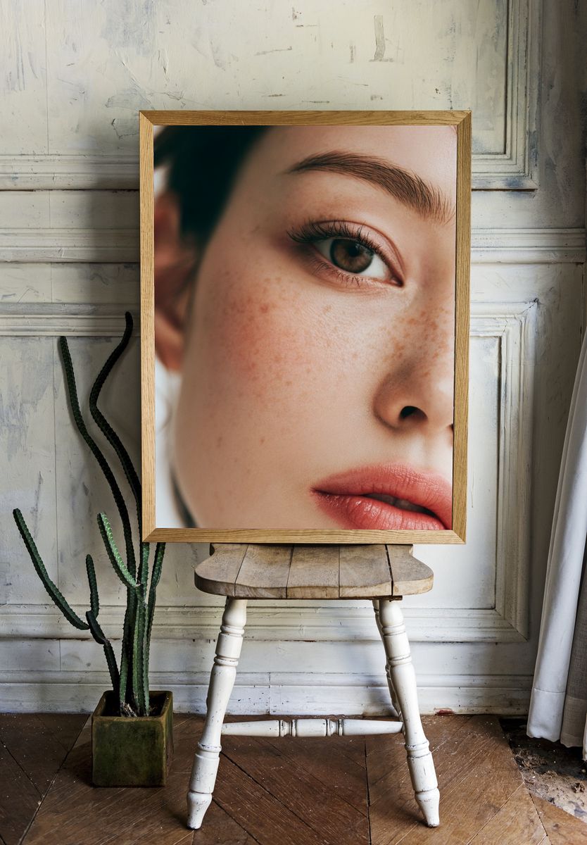 Freckled Portrait Photography Poster. — room view 1