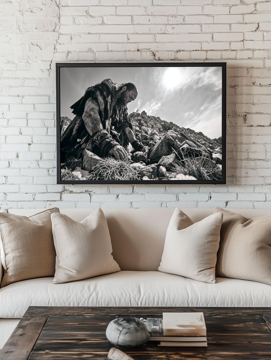 Desert Survivor Black-White Poster. — room view 1