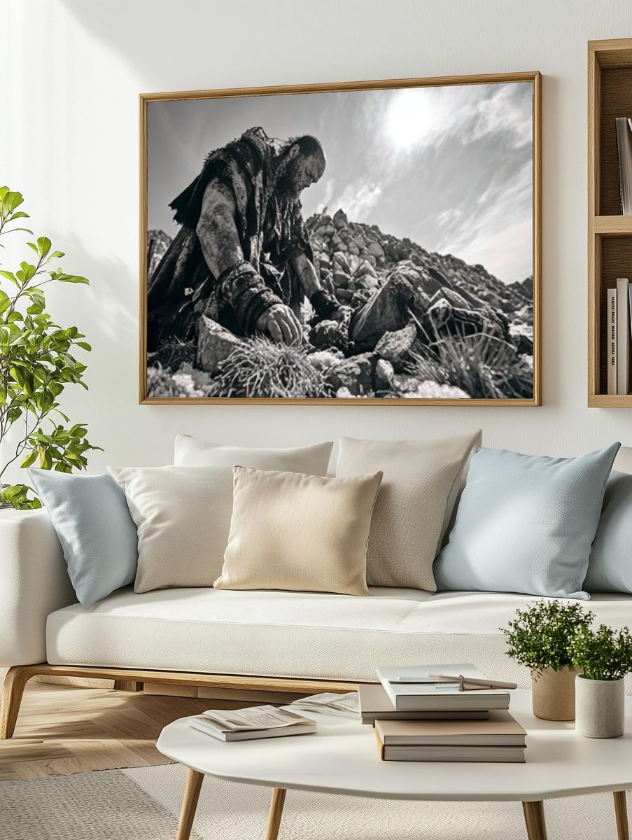 Desert Survivor Black-White Poster. — room view 2