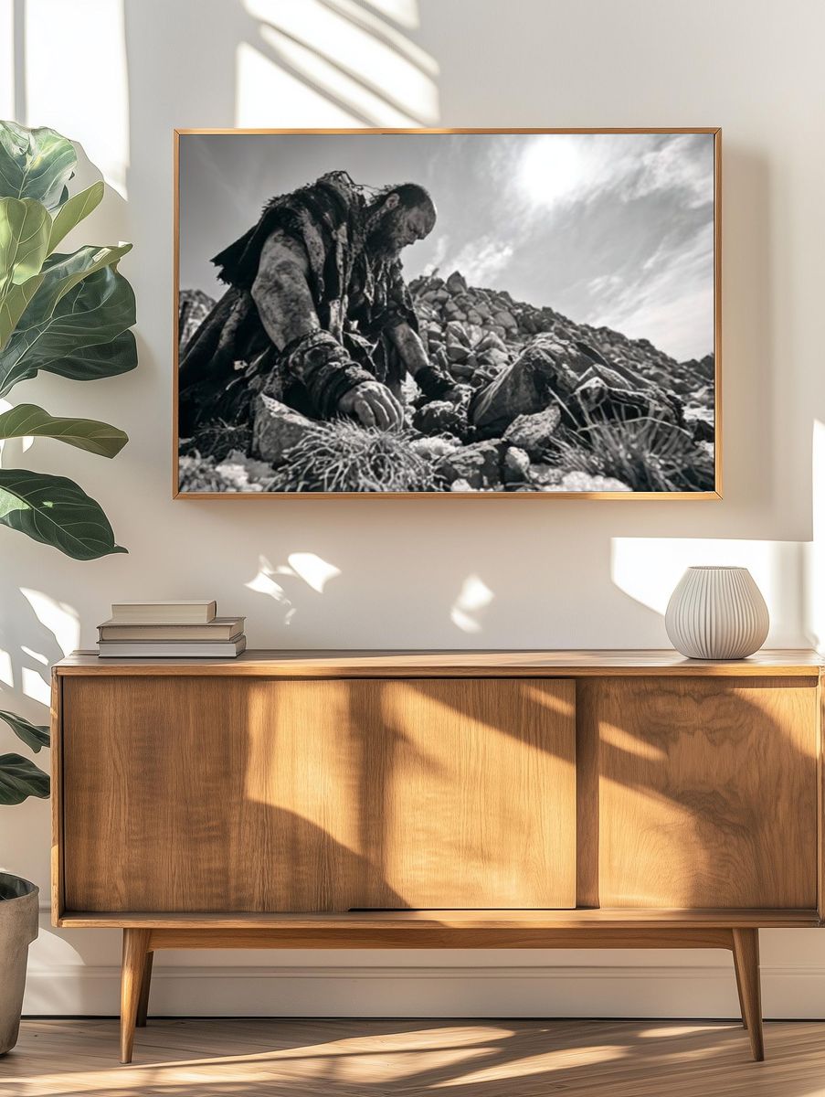 Desert Survivor Black-White Poster. — room view 3