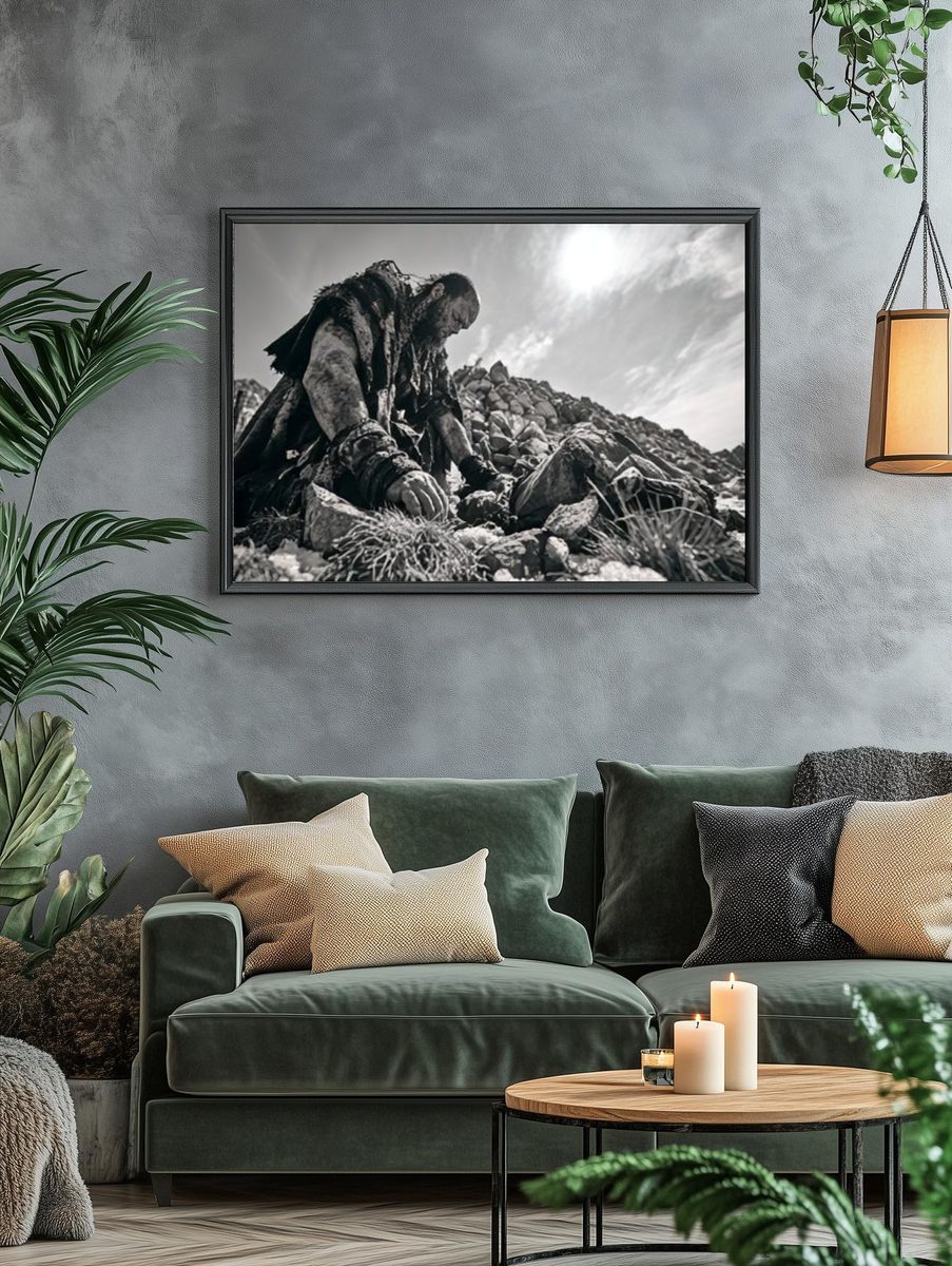 Desert Survivor Black-White Poster. — room view 4