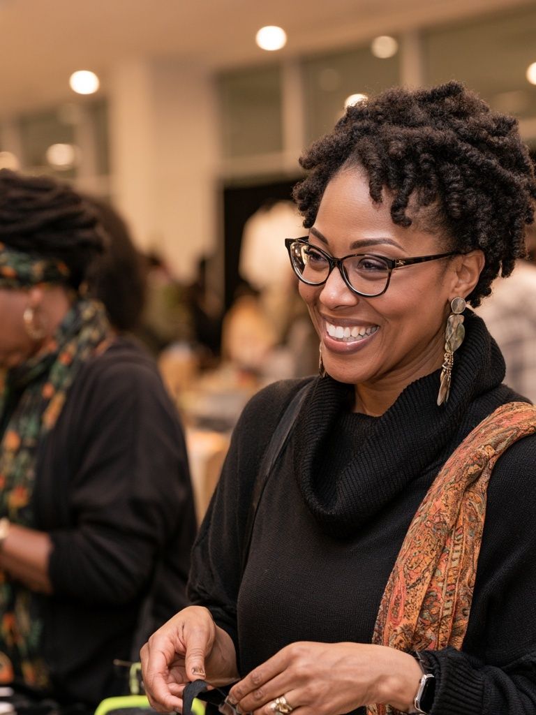 Smiling Woman at Event Photography Poster. poster — photography art