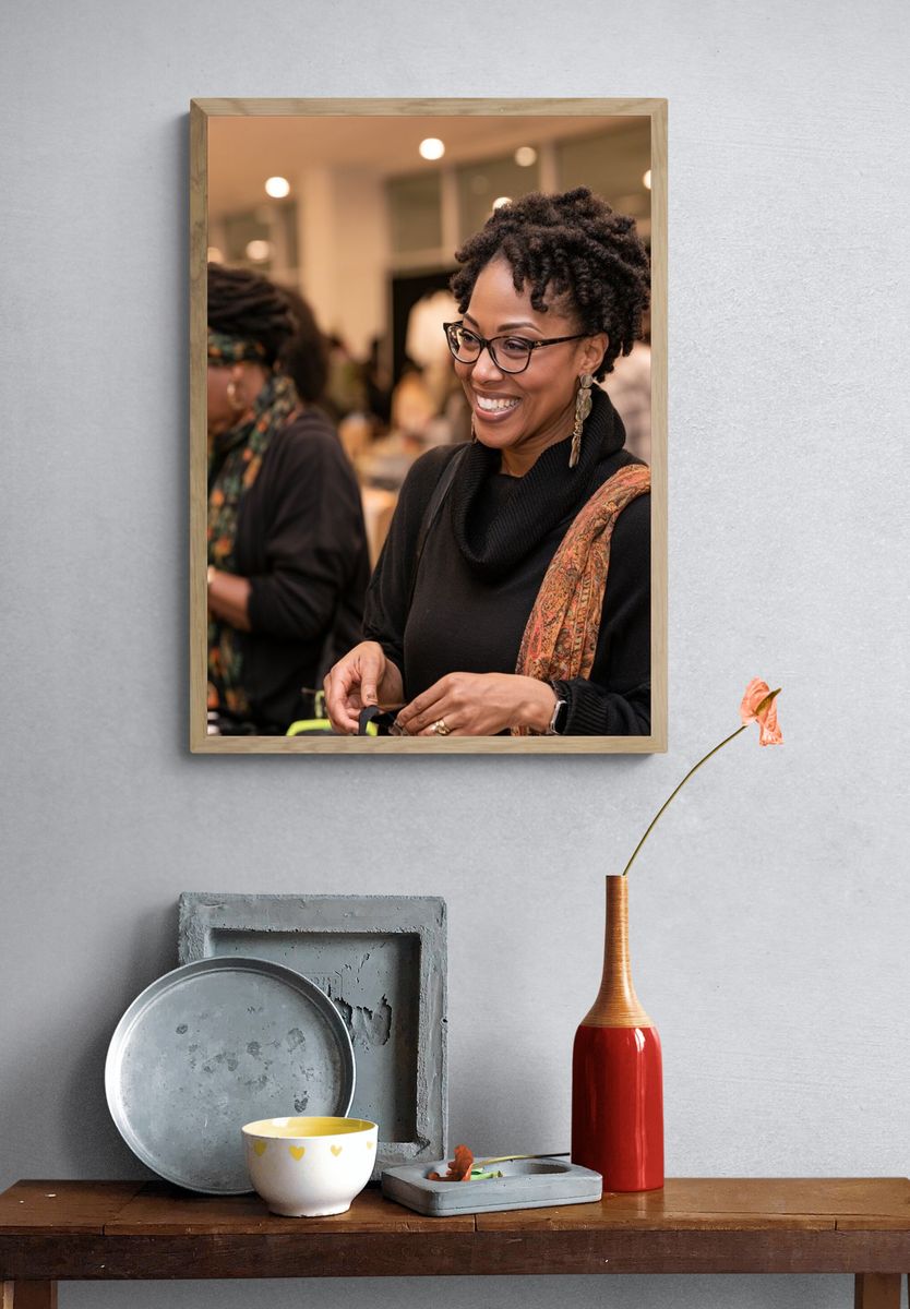 Smiling Woman at Event Photography Poster. — room view 3
