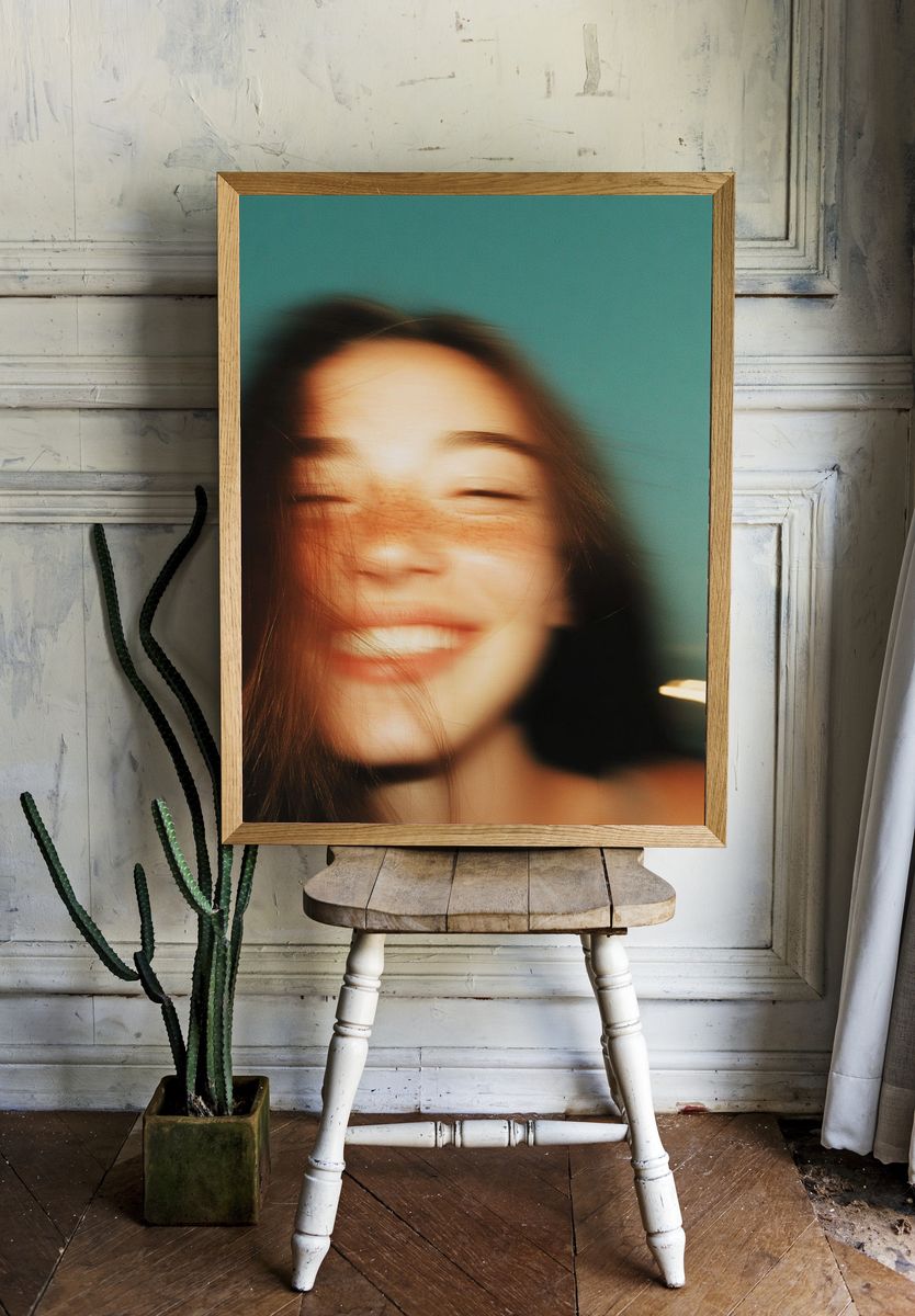 Blurred Smiling Portrait Photography Poster. — room view 1