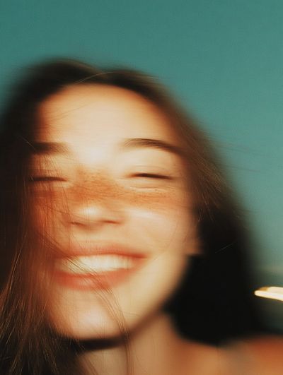Blurred Smiling Portrait Photography Poster. poster print