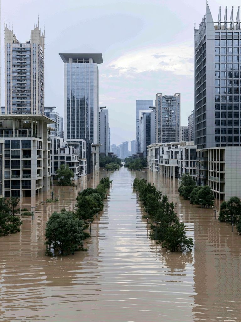Flooded City Skyline Photography Poster. poster — photography art