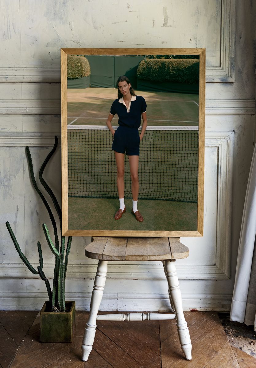 Tennis Court Fashion Portrait Print. room preview