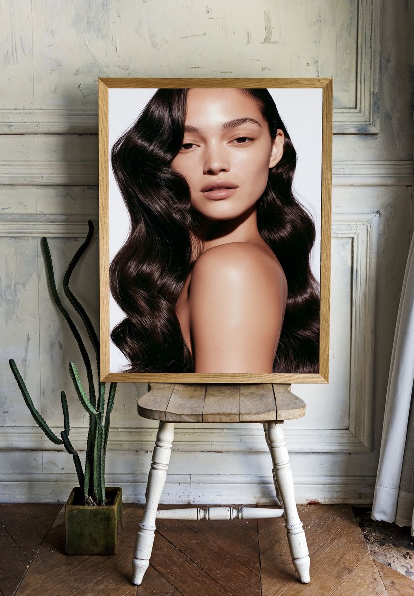 Glossy Portrait Photography Poster. room preview