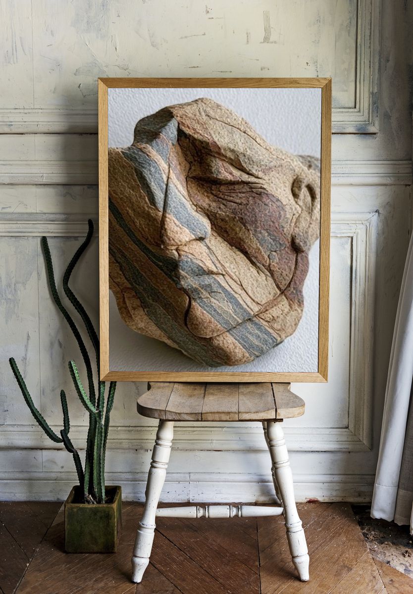 Striped Stone Still Life Print. — room view 1