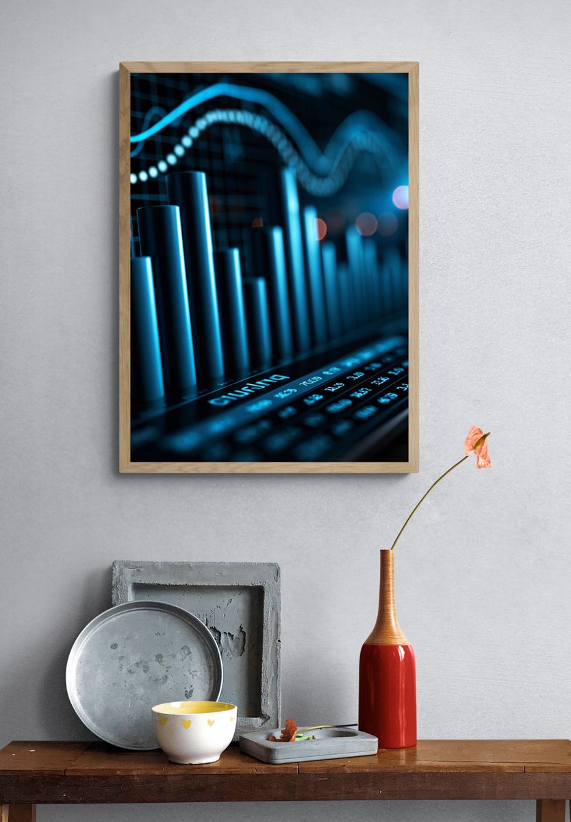 Neon Data Chart Photography Poster. — room view 3